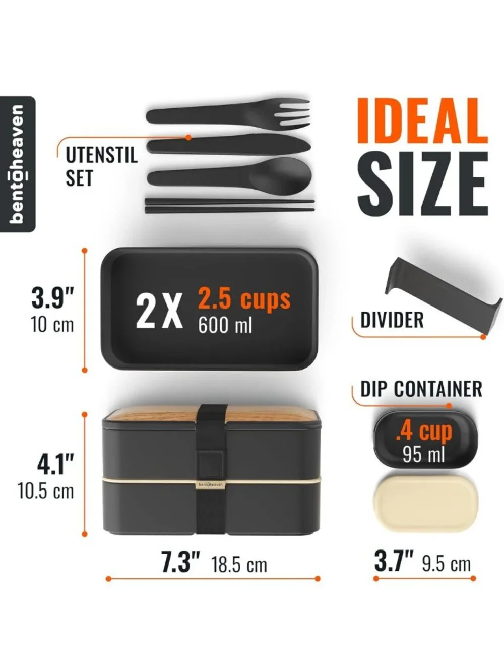 Stylish Bento Box for Adults & Kids - Compartment Lunch Container with Utensils
